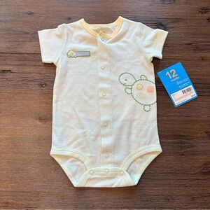 4/20$ NWT Carter's Green and Yellow Striped Baby Onesie Bodysuit size 12 months